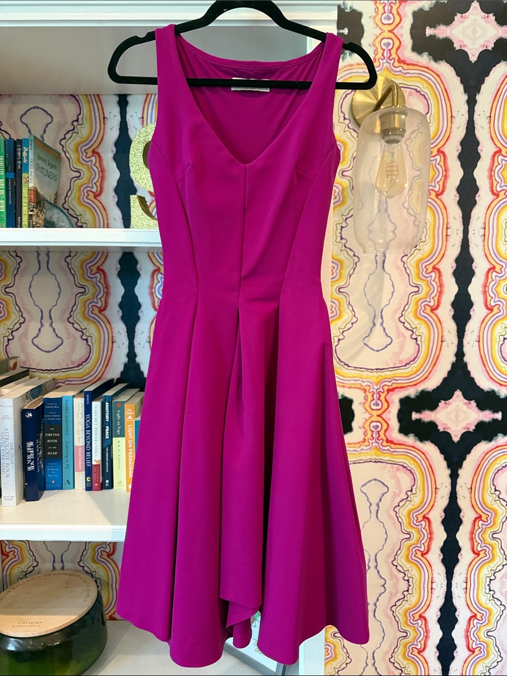 Chiara Boni Fuchsia Midi Fit-and-Flare Dress